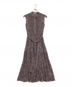 FRAY IDフレイ アイディー）の古着「ノースリーブプリーツプリントワンピース」｜パープル