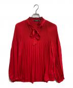 LAUREN RALPH LAURENローレンラルフローレン）の古着「プリーツボウタイブラウス」｜レッド
