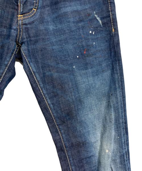 DSQUARED2（ディースクエアード）DSQUARED2 (ディースクエアード) ペイント加工スリムデニムパンツ インディゴ サイズ:44の古着・服飾アイテム