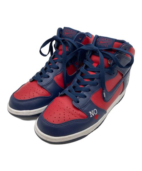 NIKE SB（ナイキエスビー）NIKE SB (ナイキエスビー) SUPREME (シュプリーム) Dunk High By Any Means ネイビー×レッド サイズ:24の古着・服飾アイテム
