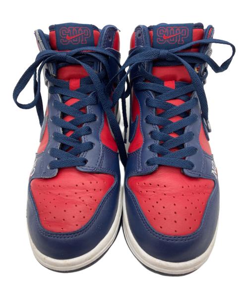 NIKE SB（ナイキエスビー）NIKE SB (ナイキエスビー) SUPREME (シュプリーム) Dunk High By Any Means ネイビー×レッド サイズ:24の古着・服飾アイテム