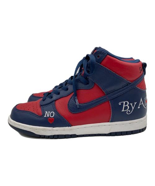 NIKE SB（ナイキエスビー）NIKE SB (ナイキエスビー) SUPREME (シュプリーム) Dunk High By Any Means ネイビー×レッド サイズ:24の古着・服飾アイテム