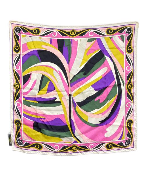 Emilio Pucci（エミリオ プッチ）Emilio Pucci (エミリオ プッチ) 幾何学模様シルクスカーフ ピンクの古着・服飾アイテム
