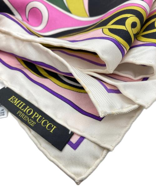 Emilio Pucci（エミリオ プッチ）Emilio Pucci (エミリオ プッチ) 幾何学模様シルクスカーフ ピンクの古着・服飾アイテム