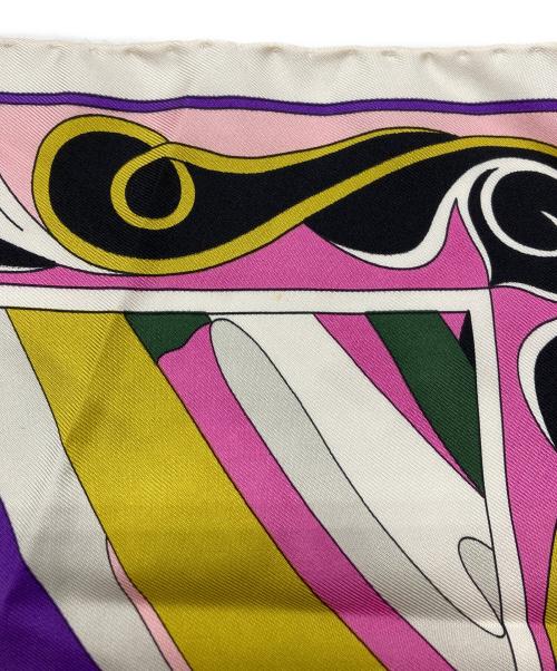 Emilio Pucci（エミリオ プッチ）Emilio Pucci (エミリオ プッチ) 幾何学模様シルクスカーフ ピンクの古着・服飾アイテム