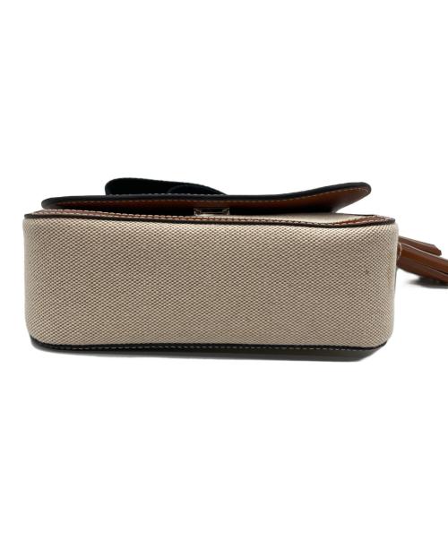 TORY BURCH（トリーバーチ）TORY BURCH (トリーバーチ) キャンバスショルダーバッグ ベージュ×ブラックの古着・服飾アイテム