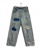 SHIKITARIシキタリ）の古着「FADED WIDE DENIM PANTS」｜スカイブルー