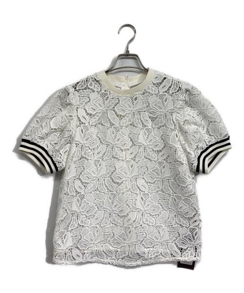 BORDERS at BALCONY（ボーダーズアットバルコニー）BORDERS AT BALCONY (ボーダーズアットバルコニー) LACE TOP ホワイト サイズ:38の古着・服飾アイテム
