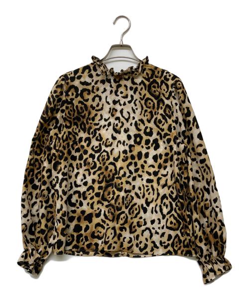 Whim Gazette（ウィムガゼット）Whim Gazette (ウィムガゼット) レオパードフリルブラウス ブラウン サイズ:FREEの古着・服飾アイテム