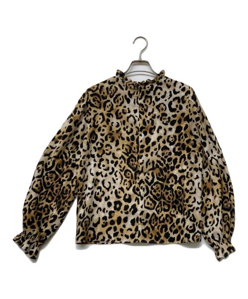 Whim Gazette（ウィムガゼット）Whim Gazette (ウィムガゼット) レオパードフリルブラウス ブラウン サイズ:FREEの古着・服飾アイテム