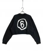 MM6 Maison Margielaエムエムシックスメゾンマルジェラ）の古着「6ロゴショート丈スウェット」｜ブラック