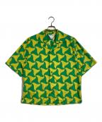 BOTTEGA VENETAボッテガベネタ）の古着「ウェービートライアングルオープンカラー半袖シャツ」｜イエロー×グリーン