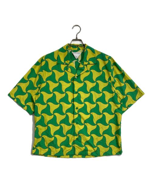 BOTTEGA VENETA（ボッテガベネタ）BOTTEGA VENETA (ボッテガベネタ) ウェービートライアングルオープンカラー半袖シャツ イエロー×グリーン サイズ:48の古着・服飾アイテム