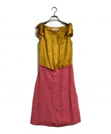 MARNI（マルニ）の古着「ノースリーブワンピース」｜イエロー×ピンク