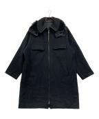 yohji yamamoto+noirヨウジヤマモトプリュスノアール）の古着「ファージップアップウールコート」｜ブラック
