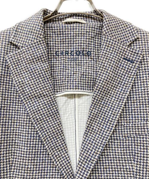 CIRCOLO 1901（チルコロ1901）CIRCOLO 1901 (チルコロ1901) プリントテーラードジャケット ホワイト×ブルー サイズ:SIZE 50の古着・服飾アイテム