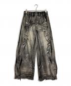 PERSONSOULパーソンソウル）の古着「GRAFFITI CONTOUR JEANS」｜ブラック