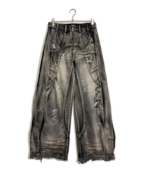 PERSONSOUL（パーソンソウル）PERSONSOUL (パーソンソウル) GRAFFITI CONTOUR JEANS ブラック サイズ:XLの古着・服飾アイテム