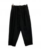 KAZUYUKI KUMAGAI ATTACHMENTカズユキクマガイ アタッチメント）の古着「60/2フランネラーナ高密度ギャバベルト付ワイドテーパードパンツ」｜ブラック