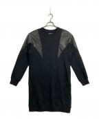 DIESELディーゼル）の古着「レザー切替スウェットワンピース」｜ブラック