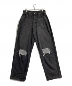 WHITELANDホワイトランド）の古着「DAMEGE WIDE DENIM」｜ブラック