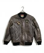 AVIREXアヴィレックス）の古着「ウエストポイントMA-1 レザージャケット」｜ブラウン