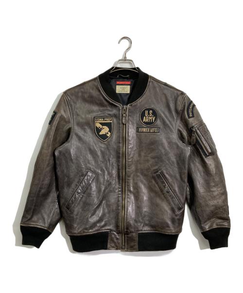 AVIREX（アヴィレックス）AVIREX (アヴィレックス) ウエストポイントMA-1 レザージャケット ブラウン サイズ:XLの古着・服飾アイテム