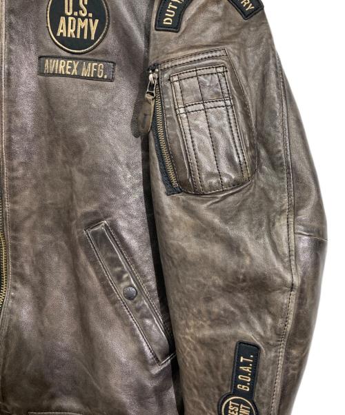 AVIREX（アヴィレックス）AVIREX (アヴィレックス) ウエストポイントMA-1 レザージャケット ブラウン サイズ:XLの古着・服飾アイテム