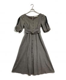HER LIP TO（ハーリップトゥ）の古着「ベルテッドパフスリーブワンピース」｜グレー