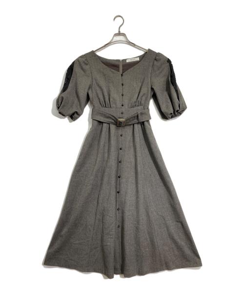 HER LIP TO（ハーリップトゥ）Her lip to (ハーリップトゥ) ベルテッドパフスリーブワンピース グレー サイズ:Sの古着・服飾アイテム
