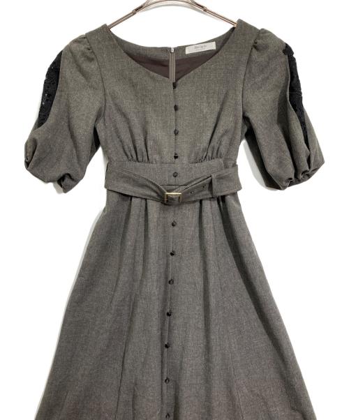 HER LIP TO（ハーリップトゥ）Her lip to (ハーリップトゥ) ベルテッドパフスリーブワンピース グレー サイズ:Sの古着・服飾アイテム