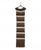 HER LIP TOハーリップトゥ）の古着「Cotton Striped Ribbed Knit Dress」｜ブラウン