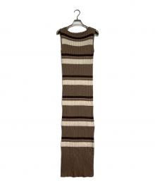HER LIP TO（ハーリップトゥ）の古着「Cotton Striped Ribbed Knit Dress」｜ブラウン