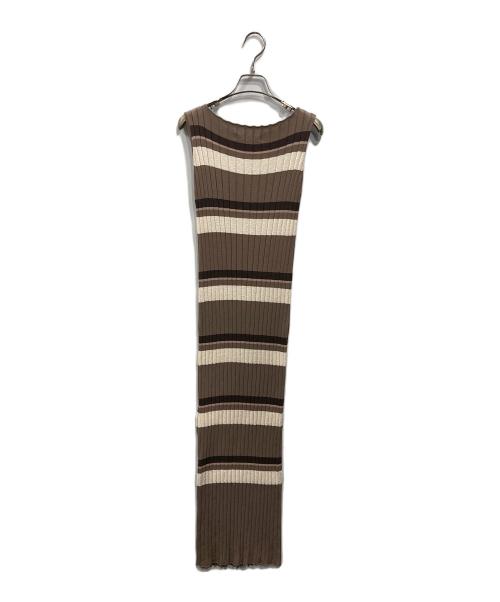 HER LIP TO（ハーリップトゥ）HER LIP TO (ハーリップトゥ) Cotton Striped Ribbed Knit Dress ブラウン サイズ:Mの古着・服飾アイテム
