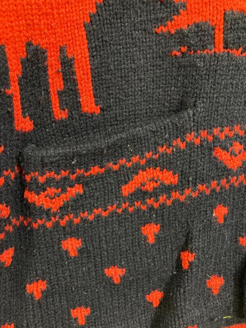 Rugby Ralph Lauren（ラグビーラルフローレン）Rugby Ralph Lauren (ラグビーラルフローレン) ショールカラーパッチワークカウチンニットカーディガン ネイビー×レッド サイズ:Lの古着・服飾アイテム