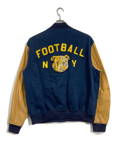 POLO RALPH LAUREN（ポロ・ラルフローレン）POLO RALPH LAUREN (ポロ・ラルフローレン) レザー切替スタジャン ネイビー×ベージュ サイズ:XLの古着・服飾アイテム