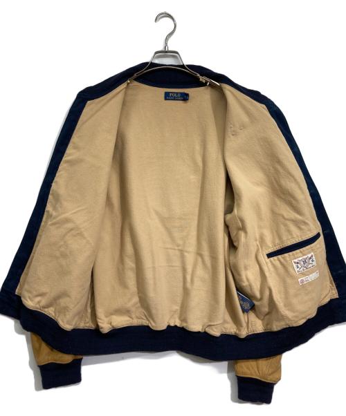 POLO RALPH LAUREN（ポロ・ラルフローレン）POLO RALPH LAUREN (ポロ・ラルフローレン) レザー切替スタジャン ネイビー×ベージュ サイズ:XLの古着・服飾アイテム