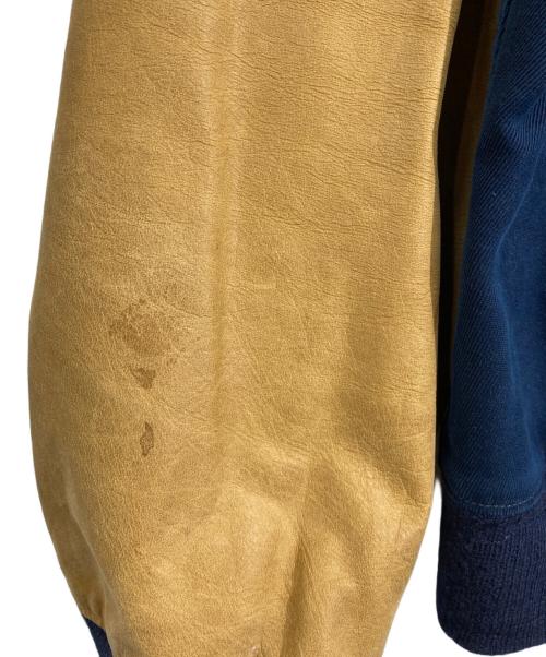 POLO RALPH LAUREN（ポロ・ラルフローレン）POLO RALPH LAUREN (ポロ・ラルフローレン) レザー切替スタジャン ネイビー×ベージュ サイズ:XLの古着・服飾アイテム