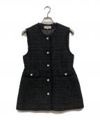 ARPEGE STORYアルページュストーリー）の古着「パールボタンツイードペプラムジレ」｜ブラック