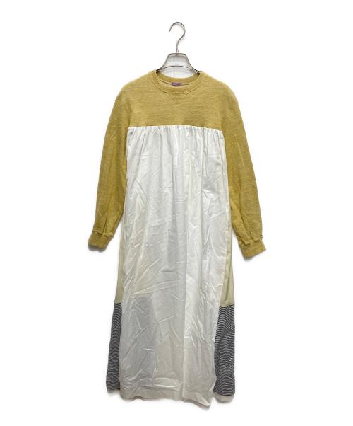 SueUNDERCOVER（スーアンダーカバー）SueUNDERCOVER (スーアンダーカバー) スウェットドッキングワンピース イエロー×ホワイト サイズ:1の古着・服飾アイテム