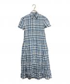 POLO RALPH LAURENポロ・ラルフローレン）の古着「リネンチェックシャツワンピース」｜ブルー
