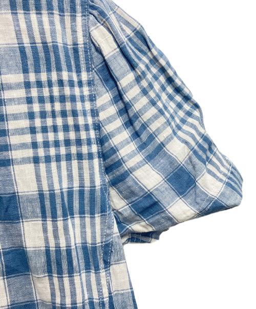 POLO RALPH LAUREN（ポロ・ラルフローレン）POLO RALPH LAUREN (ポロ・ラルフローレン) リネンチェックシャツワンピース ブルー サイズ:2の古着・服飾アイテム