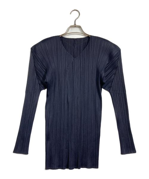 PLEATS PLEASE（プリーツプリーズ）PLEATS PLEASE (プリーツプリーズ) プリーツカーディガン ネイビー サイズ:3の古着・服飾アイテム