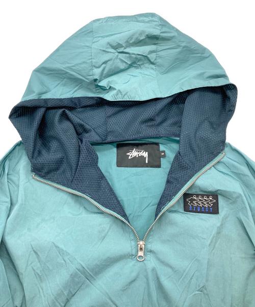 stussy（ステューシー）stussy (ステューシー) ロゴアノラックパーカー ブルー×ネイビー サイズ:Mの古着・服飾アイテム