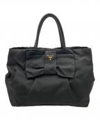 PRADAプラダ）の古着「リボンナイロントートバッグ」｜ブラック