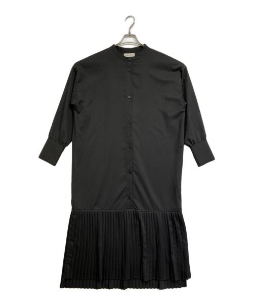 SUMI STYLE（スミ スタイル）SUMI STYLE (スミ スタイル) 裾プリーツシャツワンピース ブラック サイズ:FREEの古着・服飾アイテム