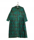 SUMI STYLEスミ スタイル）の古着「プリーツ切替シャツワンピース」｜グリーン×ブラウン