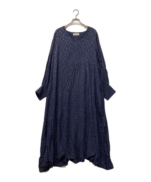 SUMI STYLE（スミ スタイル）SUMI STYLE (スミ スタイル) ドット柄フレアワンピース ネイビー サイズ:Fの古着・服飾アイテム