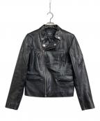 ART COMES FIRSTアートカムズファースト）の古着「バックプリントライダースジャケット」｜ブラック