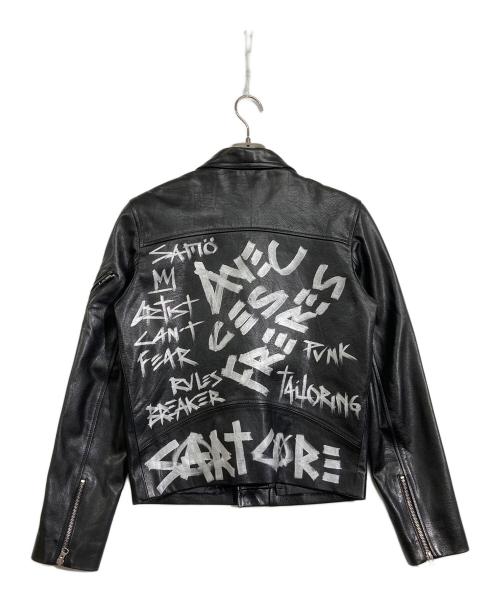 ART COMES FIRST（アートカムズファースト）ART COMES FIRST (アートカムズファースト) バックプリントライダースジャケット ブラック サイズ:Mの古着・服飾アイテム